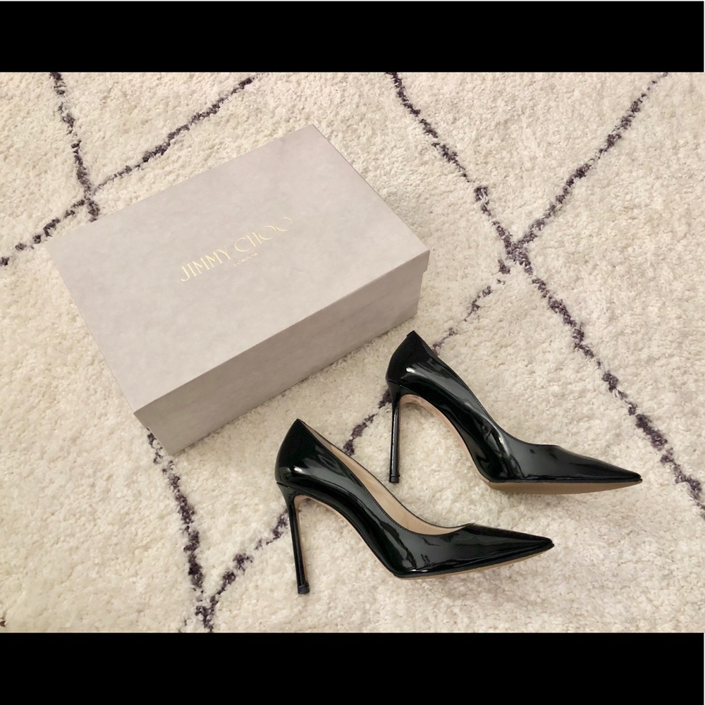 Jimmy Choo Romy 100 Black Patent Pumps in 37 1/2!